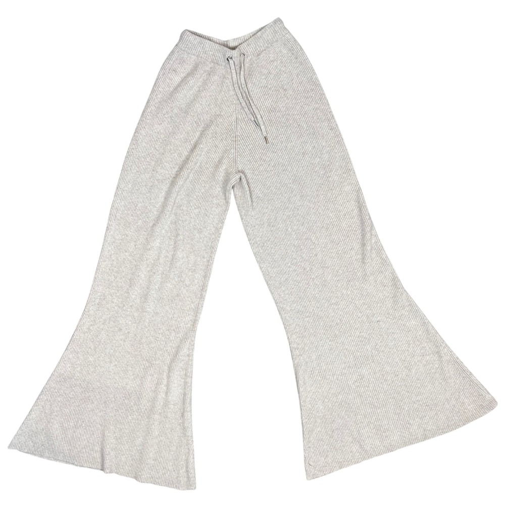 HOUSE OF CB LONDON Ribbed Flare Lounge Pants Womens XS Beige Wool Cashmere Blend